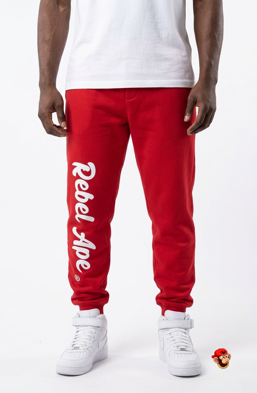 Rebel Ape Midweight Fleece Joggers (Red/White)